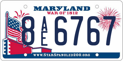 MD license plate 8AE6767
