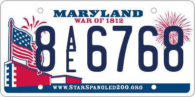 MD license plate 8AE6768