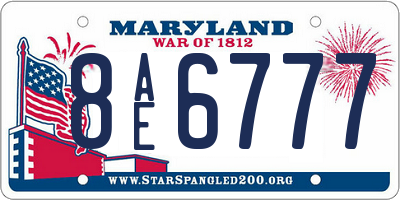 MD license plate 8AE6777