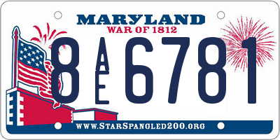 MD license plate 8AE6781