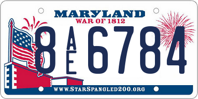 MD license plate 8AE6784