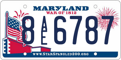 MD license plate 8AE6787