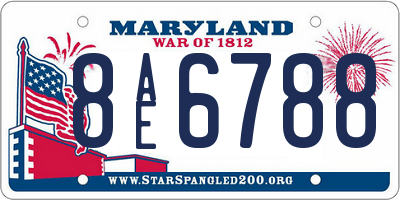MD license plate 8AE6788