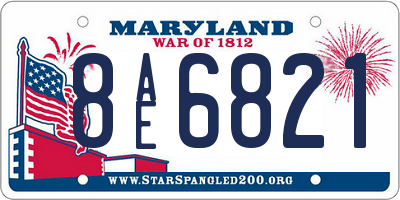 MD license plate 8AE6821
