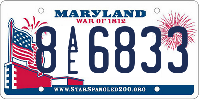 MD license plate 8AE6833