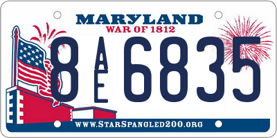 MD license plate 8AE6835