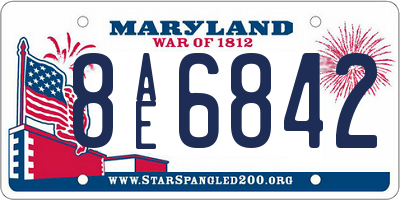 MD license plate 8AE6842