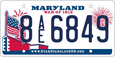 MD license plate 8AE6849