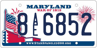 MD license plate 8AE6852