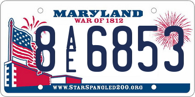 MD license plate 8AE6853