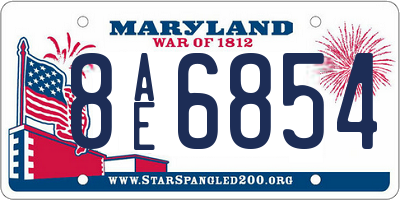 MD license plate 8AE6854