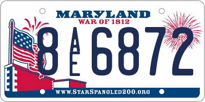 MD license plate 8AE6872