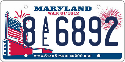 MD license plate 8AE6892