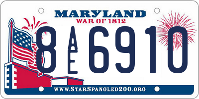 MD license plate 8AE6910