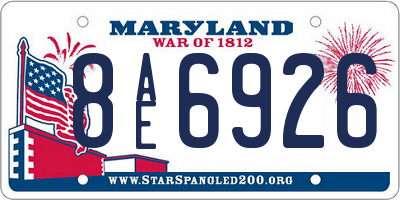 MD license plate 8AE6926
