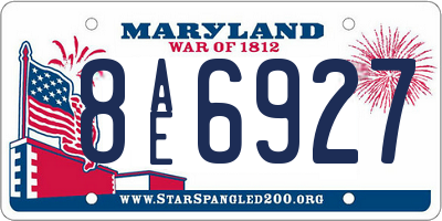 MD license plate 8AE6927