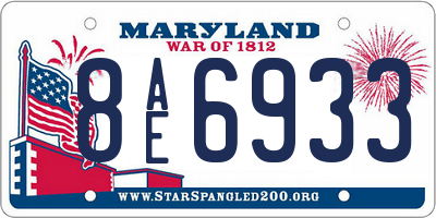 MD license plate 8AE6933