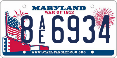 MD license plate 8AE6934
