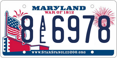 MD license plate 8AE6978