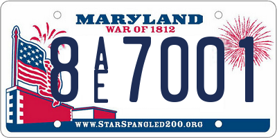 MD license plate 8AE7001