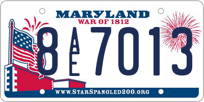 MD license plate 8AE7013