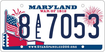 MD license plate 8AE7053