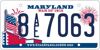 MD license plate 8AE7063
