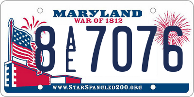 MD license plate 8AE7076