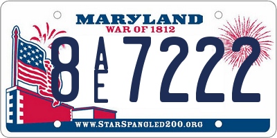 MD license plate 8AE7222