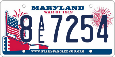 MD license plate 8AE7254