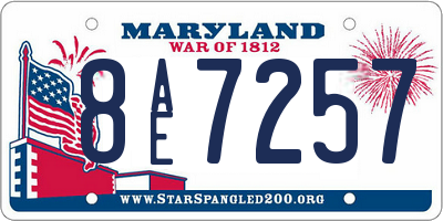 MD license plate 8AE7257