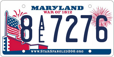 MD license plate 8AE7276