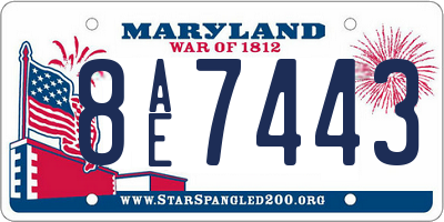 MD license plate 8AE7443