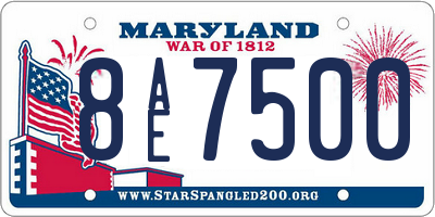 MD license plate 8AE7500