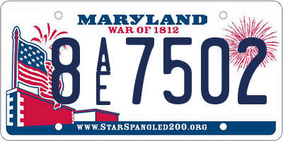 MD license plate 8AE7502