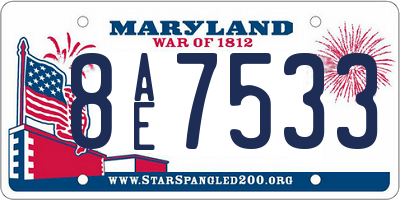 MD license plate 8AE7533