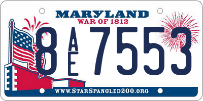 MD license plate 8AE7553