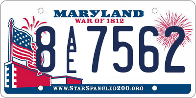 MD license plate 8AE7562