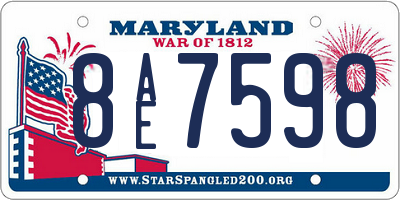 MD license plate 8AE7598