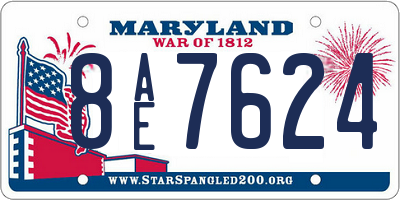 MD license plate 8AE7624