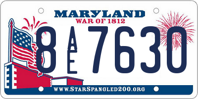 MD license plate 8AE7630