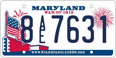 MD license plate 8AE7631