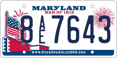 MD license plate 8AE7643
