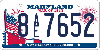 MD license plate 8AE7652