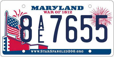 MD license plate 8AE7655