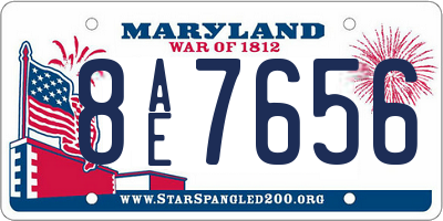 MD license plate 8AE7656