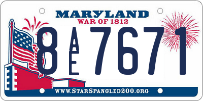 MD license plate 8AE7671