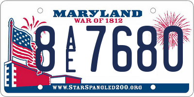 MD license plate 8AE7680