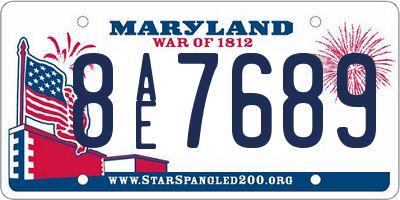 MD license plate 8AE7689
