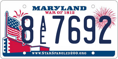 MD license plate 8AE7692